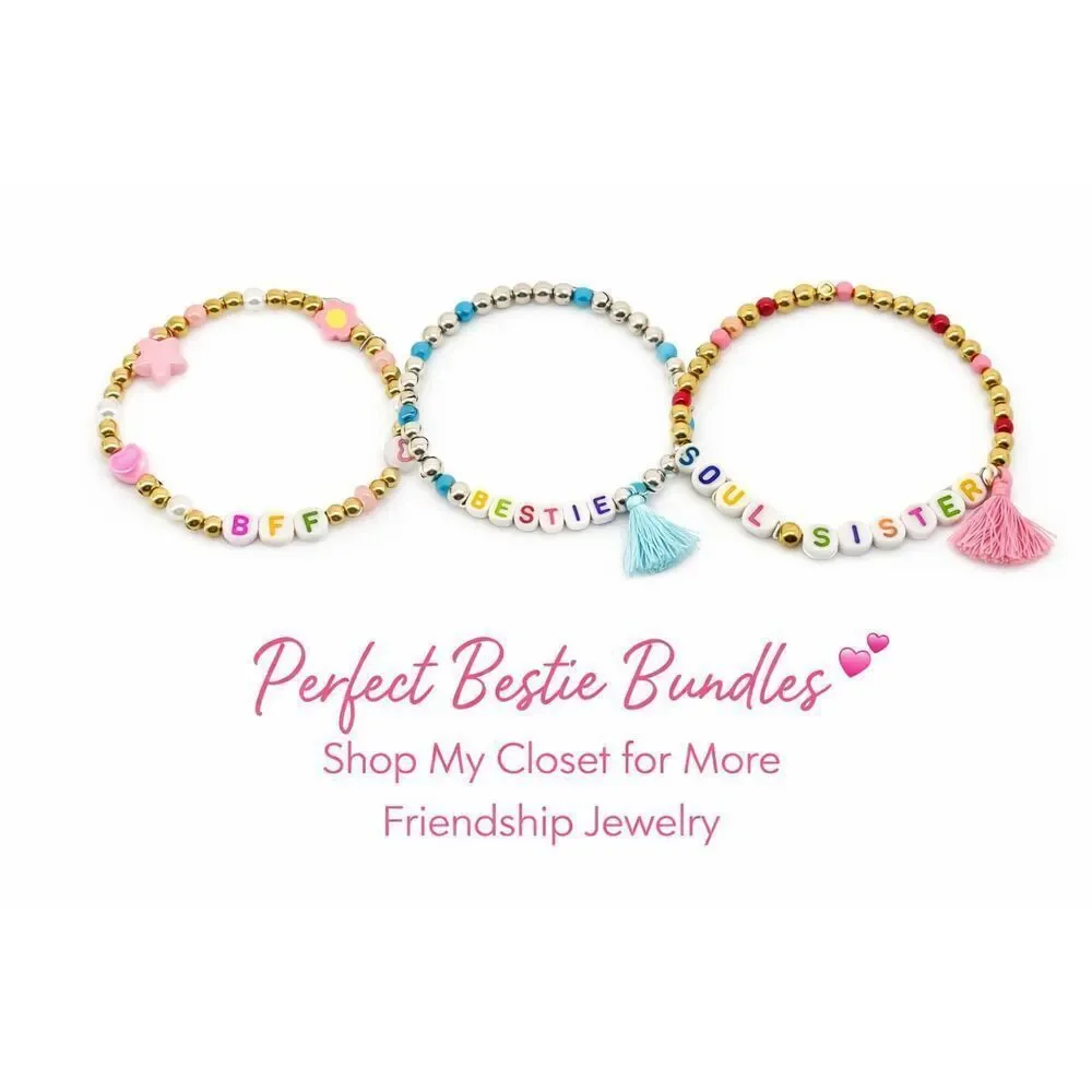 Soul Sister Beaded Friendship Bracelet Gold Tone Tassel Women Girls Gift New
